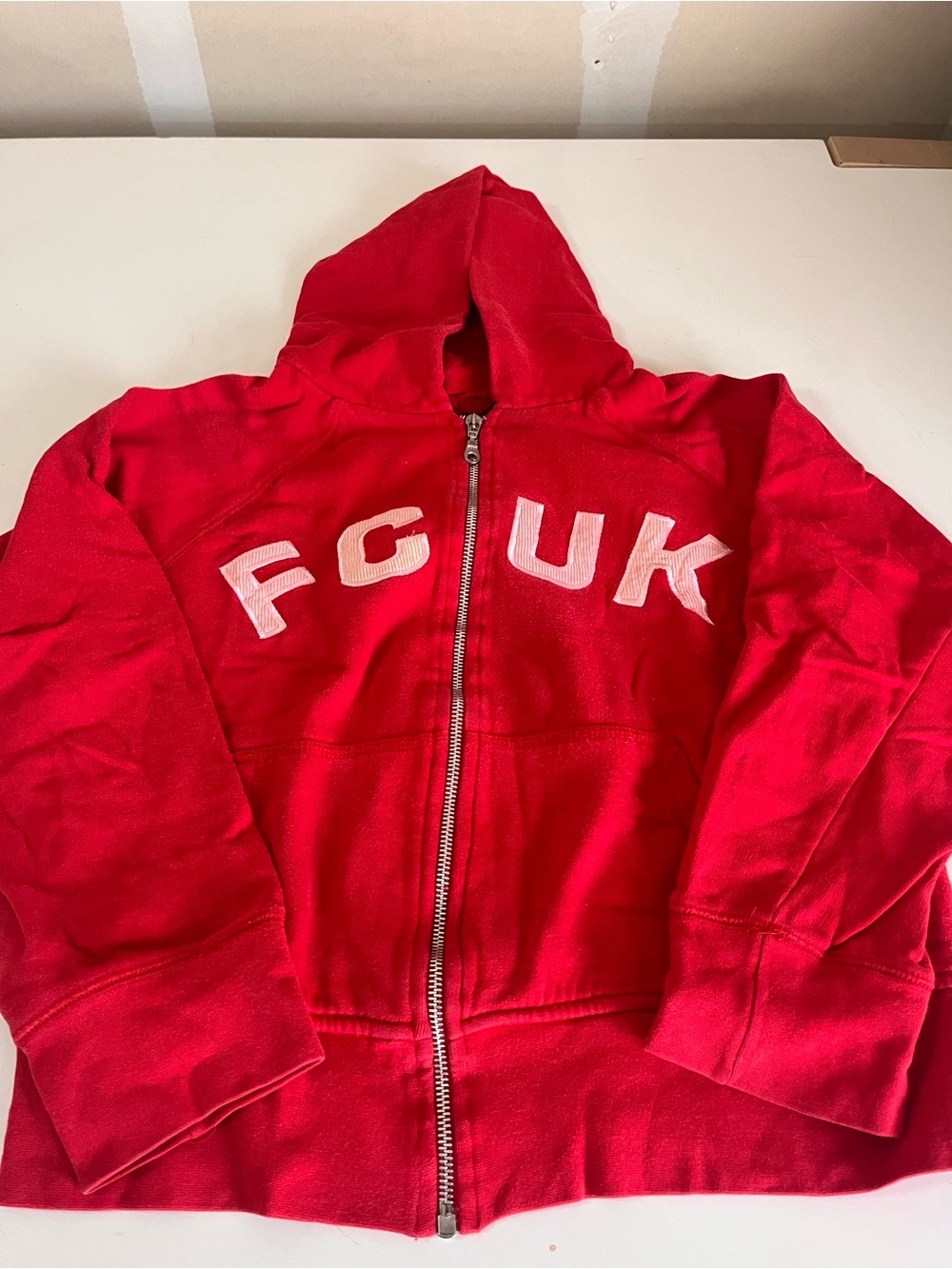 French Connection Red FCUK Zip Hoodie - Picture 2 of 2